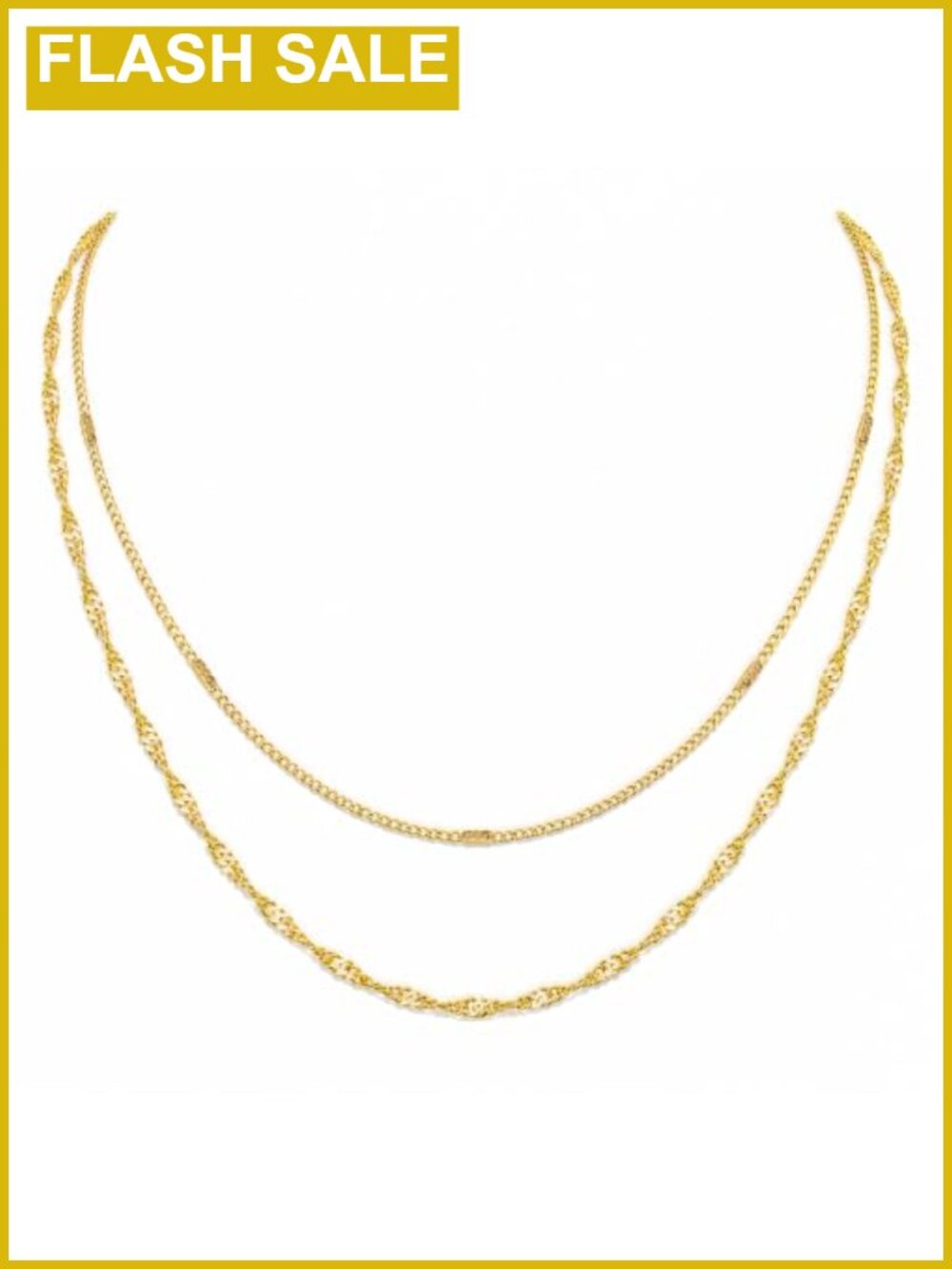 14K Gold Plated Layered Necklace Set Stainless Steel Dainty Chain